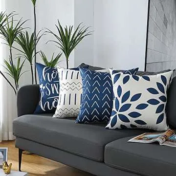 Throw Pillow Covers 18x18 Inch, Pillow Covers 18x18,Squar Pillow Covers Set of 4 Boho Modern Farmhouse Neutral Decorative Pillowcases Linen Cushion Case for Couch, Bed, Home Decor