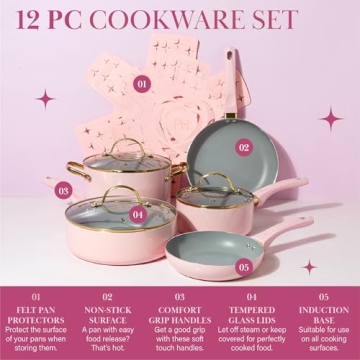 Paris Hilton Epic Nonstick Pots and Pans Set for Stylish Cooking