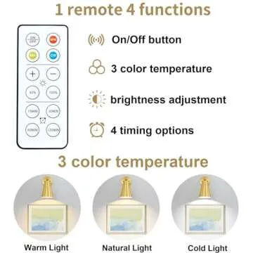 haultop Battery Sconces Wall Decor Set of 2, Gold Wall Sconces Battery Operated, Wireless Wall Sconces, Remote Control Battery Operated Wall Sconce for Gallery, Bedroom