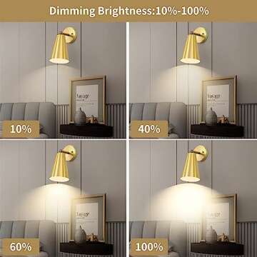 haultop Battery Sconces Wall Decor Set of 2, Gold Wall Sconces Battery Operated, Wireless Wall Sconces, Remote Control Battery Operated Wall Sconce for Gallery, Bedroom