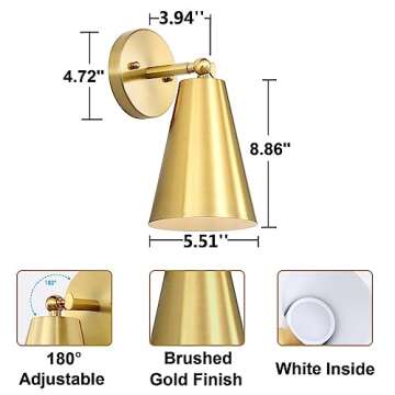 haultop Battery Sconces Wall Decor Set of 2, Gold Wall Sconces Battery Operated, Wireless Wall Sconces, Remote Control Battery Operated Wall Sconce for Gallery, Bedroom