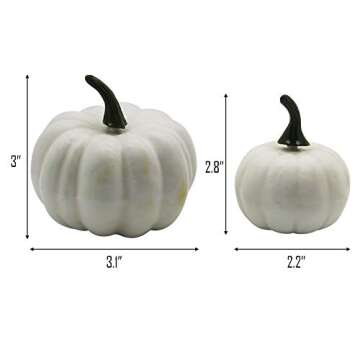 YOFIT 12 Pcs Thanksgiving Table Decorations Artificial Pumpkins, Fake Mini Plastic Pumpkins, Lifelike Simulation Foam Pumpkins Set Friendgiving Tabletop Decorations (White)