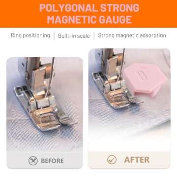 Magnetic Seam Guide for Sewing Machine，2025 Upgraded Multi-Purpose Magnetic Guide for Sewing Machine, Multifunctional Polygonal Hemmer Guide with Scale, 2 Pcs