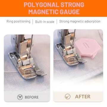 Magnetic Seam Guide for Sewing Machine，2025 Upgraded Multi-Purpose Magnetic Guide for Sewing Machine, Multifunctional Polygonal Hemmer Guide with Scale, 2 Pcs