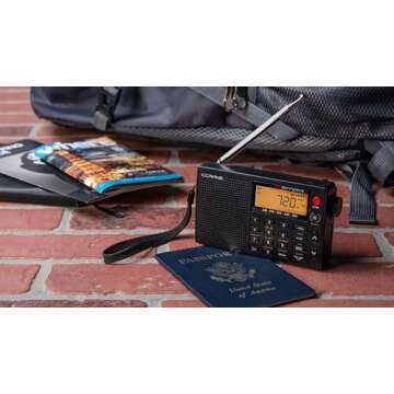 C. Crane CC Skywave 2 AM, FM, Shortwave, NOAA Weather + Alert, VHF Aviation Band, Small Battery-Operated Portable Travel Radio with Clock and Alarm