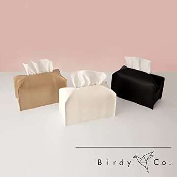 Birdy Co. White Tissue Box Cover for Modern Decor