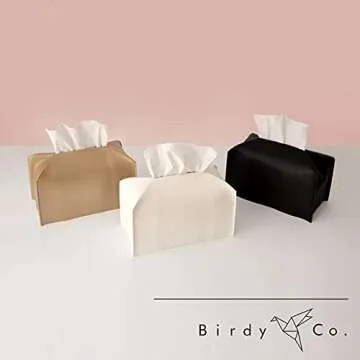 Birdy Co. White Tissue Box Cover for Modern Decor