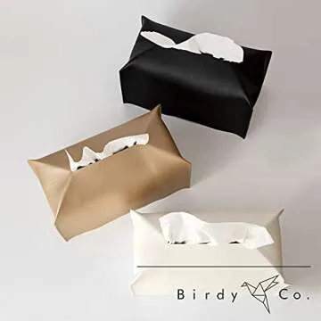Birdy Co. White Tissue Box Cover for Modern Decor