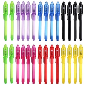 SCStyle Invisible Ink Pen 28Pcs with UV Light for Secret Messages & Fun