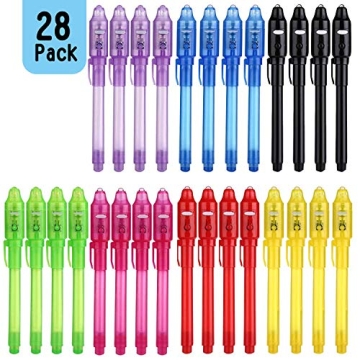SCStyle 28Pcs Invisible Ink Pens with UV Light for Secret Messages