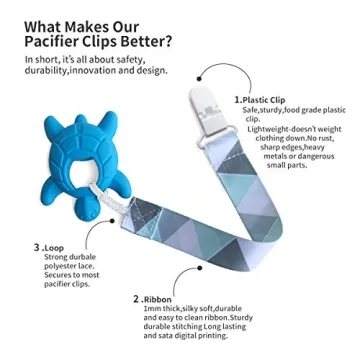 PandaEar Baby Pacifier Clips Universal Holder 4 Pack