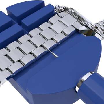 MMOBIEL Watch Band Strap Link Pin Remover Adjust Repair Tool Kit for Watchmakers with Pins Spring Pusher Steel Punch, Blue, Modern