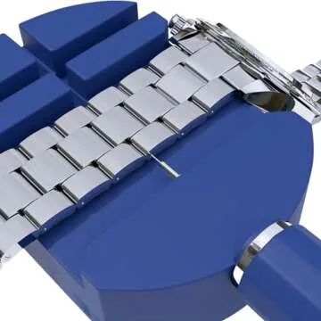 MMOBIEL Watch Band Strap Link Pin Remover Adjust Repair Tool Kit for Watchmakers with Pins Spring Pusher Steel Punch, Blue, Modern