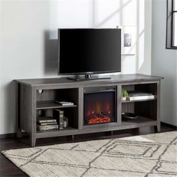 Walker Edison Wren Classic 4 Cubby Fireplace TV Stand 80 Inches