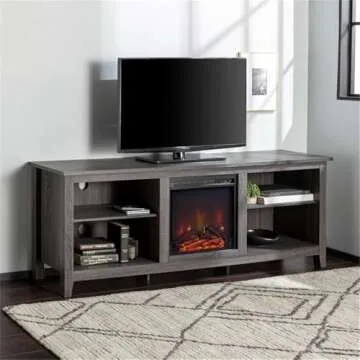 Walker Edison Wren Classic 4 Cubby Fireplace TV Stand 80 Inches
