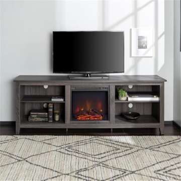 Walker Edison Wren Classic 4 Cubby Fireplace TV Stand 80 Inches