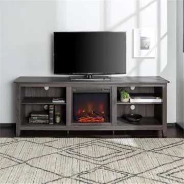 Walker Edison Wren Classic 4 Cubby Fireplace TV Stand 80 Inches