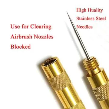 Uouteo Airbrush Cleaning Kit, Spray Gun Cleaning Repair Tool Kit Including 5 Pcs Cleaning Needles, 5 Pcs Cleaning Brushes & 1 Wash Needle