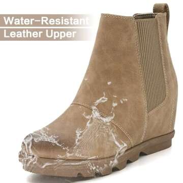 Athlefit Women's Wedge Boots Comfortable Ankle Wedge Khaki Booties Size 9