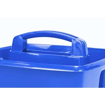 Storex 3-Compartment Small Caddy – Multipurpose Classroom Organizer with Handle, Blue, 5-Pack (00947E06C)
