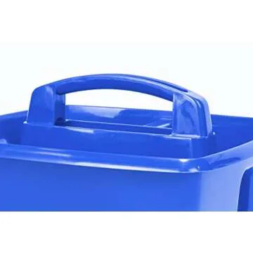 Storex 3-Compartment Small Caddy – Multipurpose Classroom Organizer with Handle, Blue, 5-Pack (00947E06C)