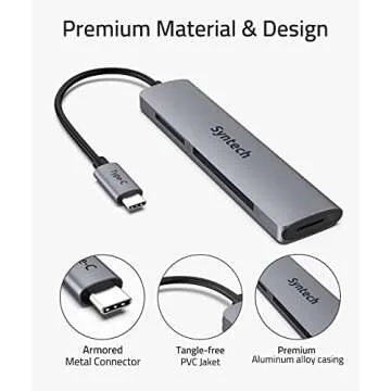 USB C Card Reader, Syntech 3- in-1 Thunderbolt 3 Memory Card Reader Hub for CF, SD/SDHC, TF/Micro SD Compatible with MacBook Pro,iPad Pro 2020, iPad Air 4, Galaxy S20/S10 and More, Space Grey