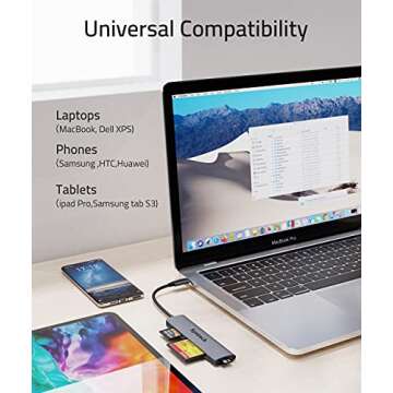 USB C Card Reader, Syntech 3- in-1 Thunderbolt 3 Memory Card Reader Hub for CF, SD/SDHC, TF/Micro SD Compatible with MacBook Pro,iPad Pro 2020, iPad Air 4, Galaxy S20/S10 and More, Space Grey