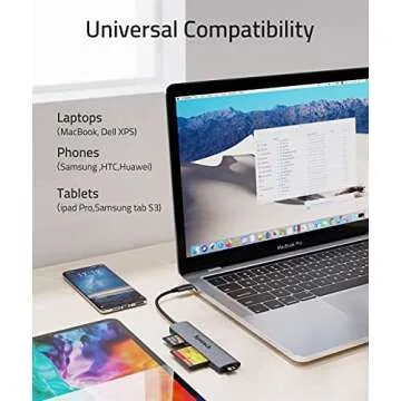 USB C Card Reader, Syntech 3- in-1 Thunderbolt 3 Memory Card Reader Hub for CF, SD/SDHC, TF/Micro SD Compatible with MacBook Pro,iPad Pro 2020, iPad Air 4, Galaxy S20/S10 and More, Space Grey