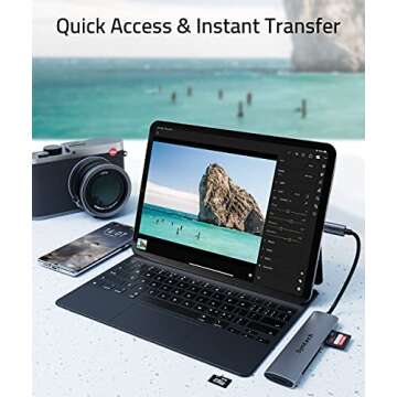 USB C Card Reader, Syntech 3- in-1 Thunderbolt 3 Memory Card Reader Hub for CF, SD/SDHC, TF/Micro SD Compatible with MacBook Pro,iPad Pro 2020, iPad Air 4, Galaxy S20/S10 and More, Space Grey