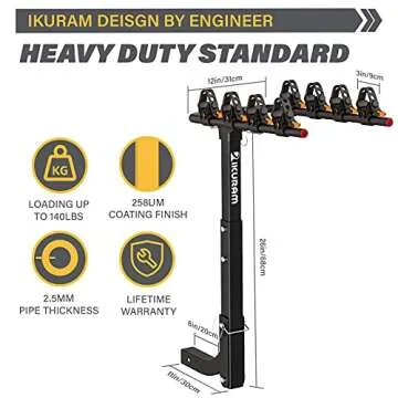 IKURAM R 4 Bike Rack Bicycle Carrier Racks Hitch Mount Double Foldable Rack for Cars, Trucks, SUV's ...