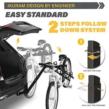 IKURAM R 4 Bike Rack Bicycle Carrier Racks Hitch Mount Double Foldable Rack for Cars, Trucks, SUV's and minivans with a 2" Hitch Receiver
