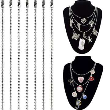 50-Pack Dog Tag Chain Ball Chain Necklace Bulk, Beaded Necklace Chains for Jewelry Making DIY Crafts, Military Blank Dog Tag Necklace for Men, Silver Nickel Plated Metal 24" Long 2.4mm Ball Bead Chain
