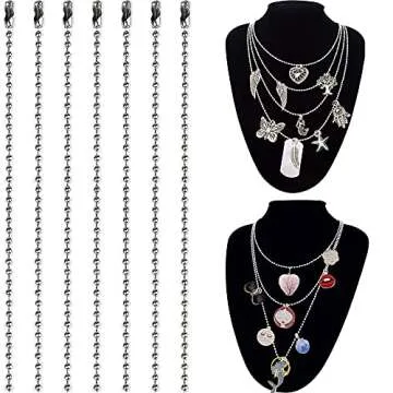 50-Pack Dog Tag Chain Ball Chain Necklace Bulk, Beaded Necklace Chains for Jewelry Making DIY Crafts, Military Blank Dog Tag Necklace for Men, Silver Nickel Plated Metal 24" Long 2.4mm Ball Bead Chain