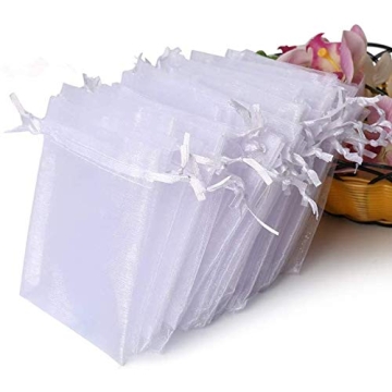 Hopttreely 100PCS Premium Sheer Organza Bags for Elegant Gifting