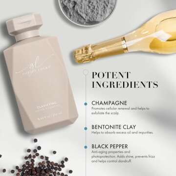 Goldie Locks Clarifying Detox Shampoo, Clarifying Hair Cleanser Safe for Extensions & Colored Hair, Removes Excess Buildup, Detoxifies Scalp and Strands, 33.8oz