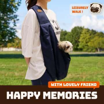 RETRO PUG Dog Sling Carrier for Small and Medium Dogs,Cat - Pet Sling Carrier - Travel Puppy Carrying Bag – Doggie Pouch – Adjustable Shoulder Strap – Tote Purse – Chest Holder - 15~20 lbs (Grey)