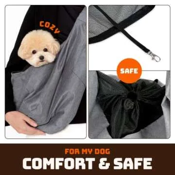 RETRO PUG Dog Sling Carrier for Small and Medium Dogs,Cat - Pet Sling Carrier - Travel Puppy Carrying Bag – Doggie Pouch – Adjustable Shoulder Strap – Tote Purse – Chest Holder - 15~20 lbs (Grey)