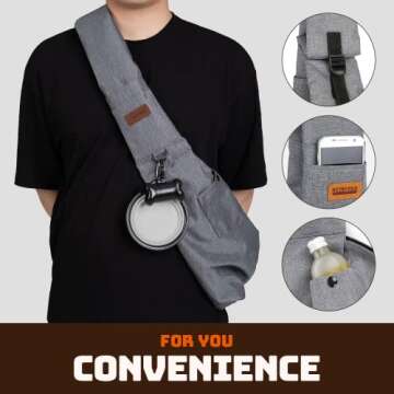 RETRO PUG Dog Sling Carrier for Small and Medium Dogs,Cat - Pet Sling Carrier - Travel Puppy Carrying Bag – Doggie Pouch – Adjustable Shoulder Strap – Tote Purse – Chest Holder - 15~20 lbs (Grey)