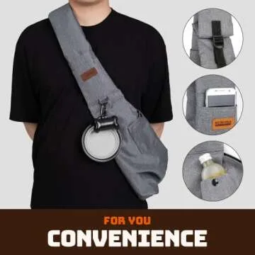 RETRO PUG Dog Sling Carrier for Small and Medium Dogs,Cat - Pet Sling Carrier - Travel Puppy Carrying Bag – Doggie Pouch – Adjustable Shoulder Strap – Tote Purse – Chest Holder - 15~20 lbs (Grey)