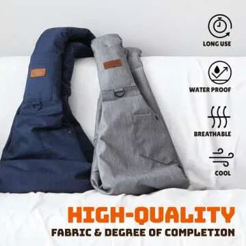 RETRO PUG Dog Sling Carrier for Small and Medium Dogs,Cat - Pet Sling Carrier - Travel Puppy Carrying Bag – Doggie Pouch – Adjustable Shoulder Strap – Tote Purse – Chest Holder - 15~20 lbs (Grey)