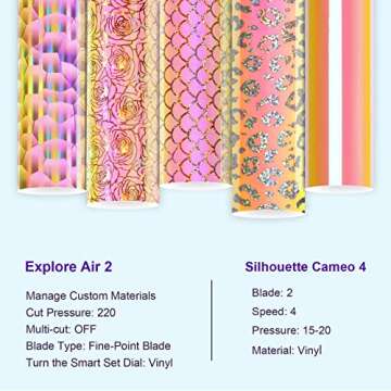 TECKWRAP Opal Holographic Chrome Adhesive Vinyl Sheets for DIY Craft, Arts,Yellow Pink (Opal Peach Yellow Pink,Translucent Cube,Leopard, Mermaid,Rose Pattern) 12" x 12" 5 Sheets/Pack