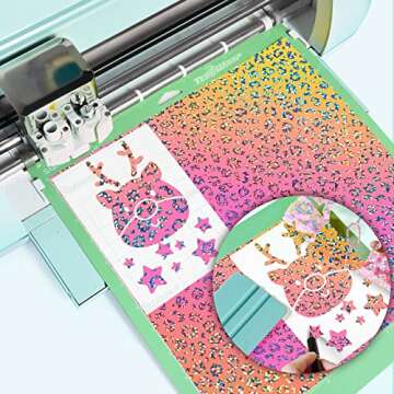 TECKWRAP Opal Holographic Chrome Adhesive Vinyl Sheets for DIY Craft, Arts,Yellow Pink (Opal Peach Yellow Pink,Translucent Cube,Leopard, Mermaid,Rose Pattern) 12" x 12" 5 Sheets/Pack