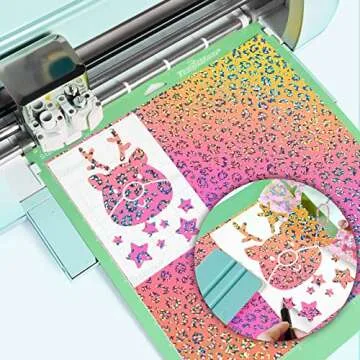 TECKWRAP Opal Holographic Chrome Adhesive Vinyl Sheets for DIY Craft, Arts,Yellow Pink (Opal Peach Yellow Pink,Translucent Cube,Leopard, Mermaid,Rose Pattern) 12" x 12" 5 Sheets/Pack