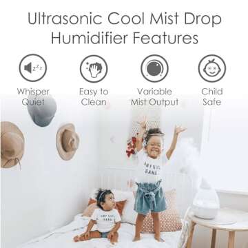 Crane White Drop Ultrasonic Cool Mist Teardrop Humidifier, 1 Gallon, Auto Shut-Off, Baby Humidifier ...