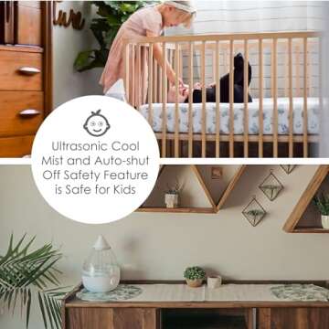 Crane White Drop Ultrasonic Cool Mist Teardrop Humidifier, 1 Gallon, Auto Shut-Off, Baby Humidifier for Nursery and Bedroom