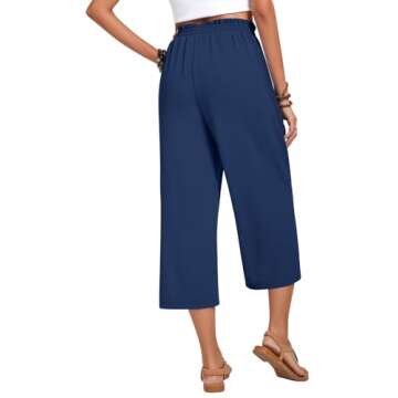 Anyhold Womens Capri Pants Comfortable High Waisted Trousers