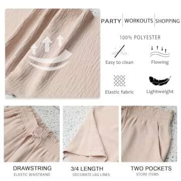 Anyhold Womens Capri Pants Comfortable High Waisted Trousers