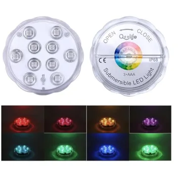 Qoolife Submersible LED Lights Waterproof Remote Control
