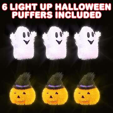ArtCreativity Light Up Halloween Puffers, Set of 6, LED Fidget Toys for Kids and Adults, Includes Gh...