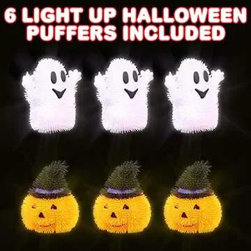ArtCreativity Light Up Halloween Puffers, Set of 6, LED Fidget Toys for Kids and Adults, Includes Gh...